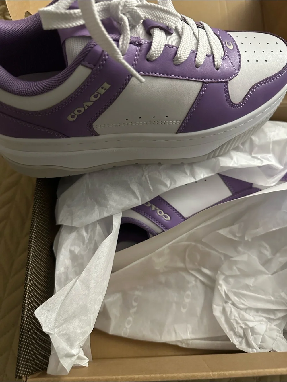Coach women Lavender and White Low-Top Sneakers